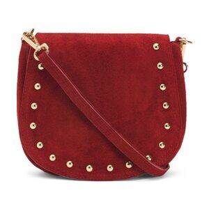 PERSAMAN NEW YORK Made In Italy Suede Studded Crossbody